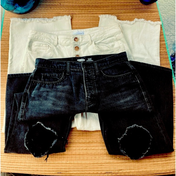 Lot of 2 wide leg jeans Old Navy / LOFT jeans - Picture 1 of 11